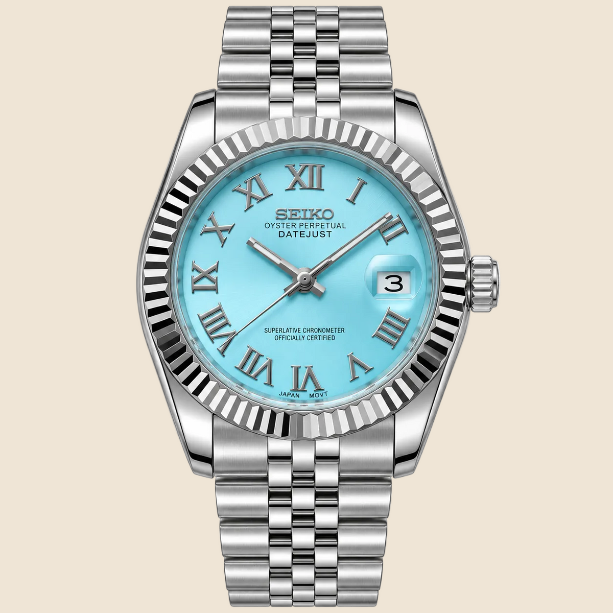 DateJust Turquoise Silver Roman