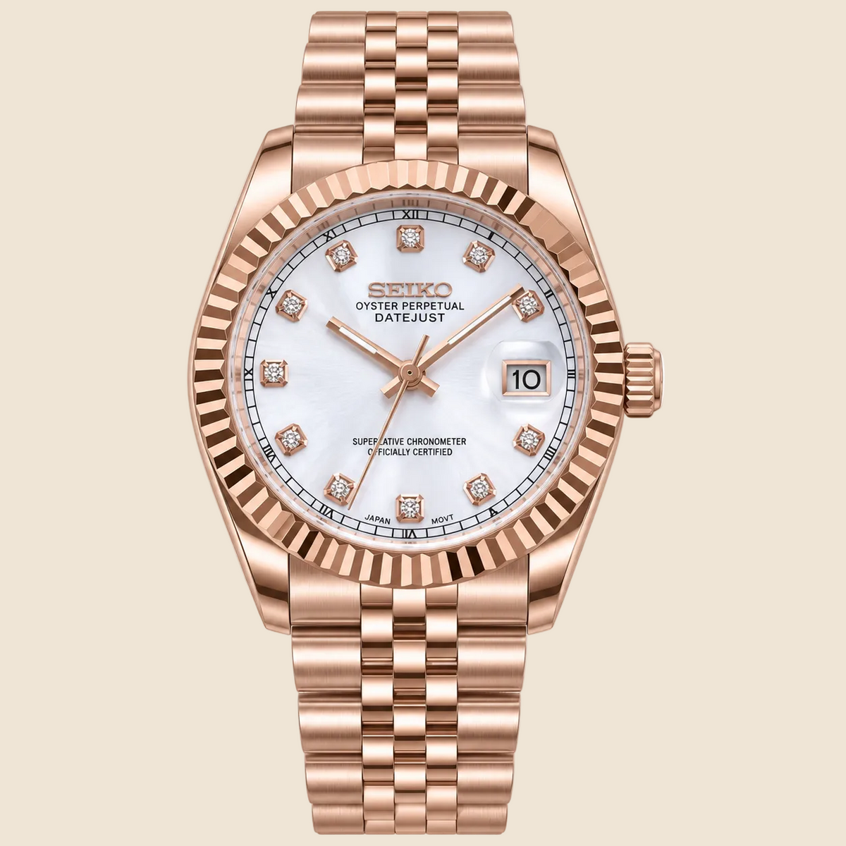 DateJust Blanc Rose Gold Éclat