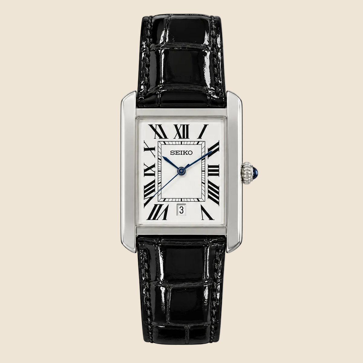 Vintage Argent Noir Croco