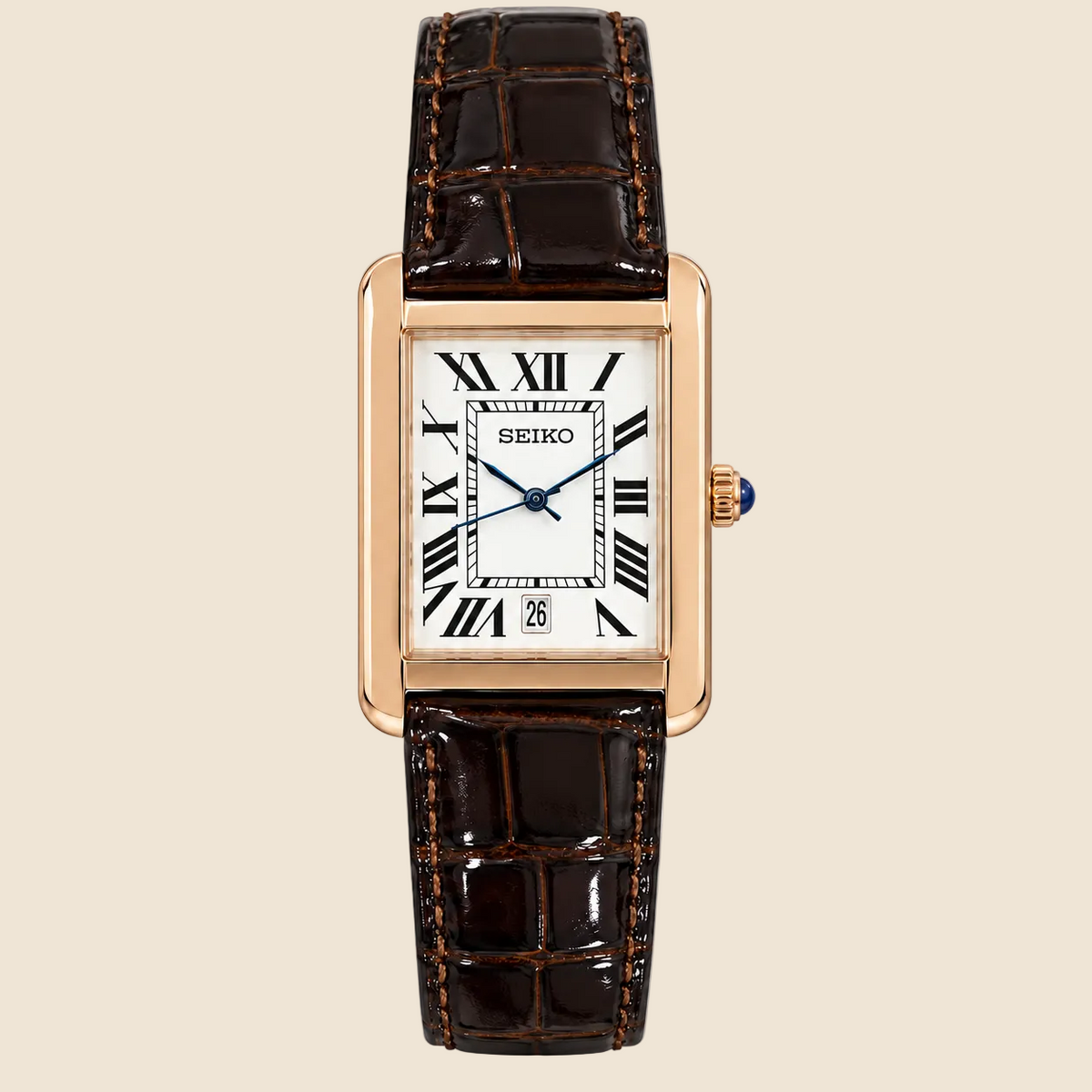 Vintage Or Rose Marron Croco