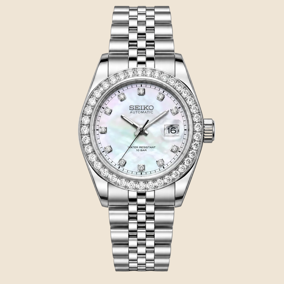 DateJust Nacré Silver Sertie