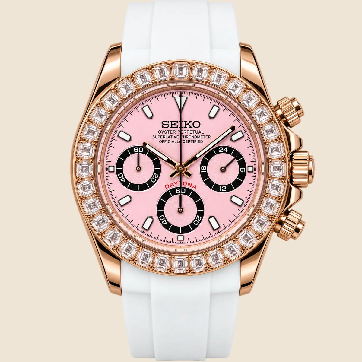 Daytona Rose Gold Pink Cristal Rubber