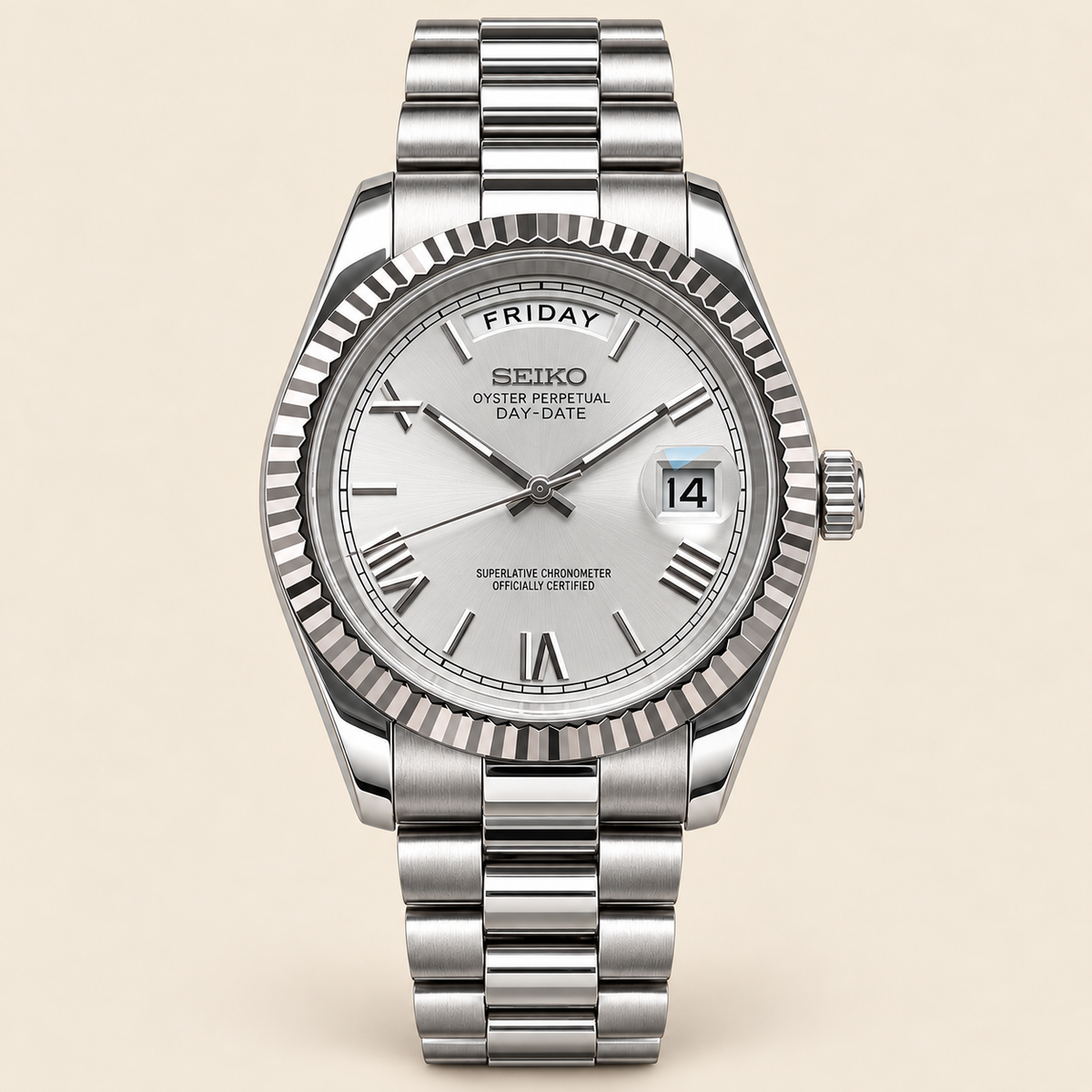 DayDate Roman Blanc Silver